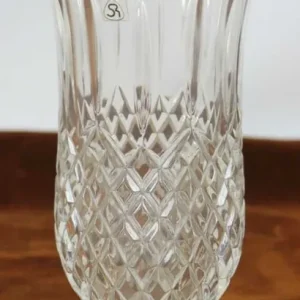 JARRON. CENTRO DE MESA EN CRISTAL PRENSADO. BASE DE PLATA. CIRCA 1960. Gran Oferta