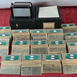 VISOR ESTEREOSCOPICO CON 200 FOTOGRAFIAS DE CRISTAL. ORIENTE MEDIO. SIGLO XIX. Envío Exprés