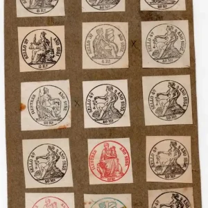 NUM002 LOTE DE 15 SELLOS FISCALES. ESPAÑA. DE 1850 A 1857 Envío Gratis