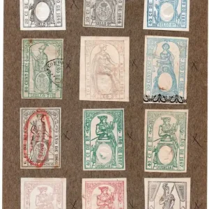 NUM006 LOTE DE 12 SELLOS FISCALES. ESPAÑA. DE 1866 A 1867 Precio De Oferta
