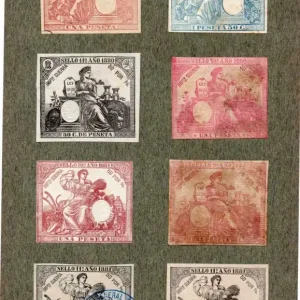 Descuento NUM012 LOTE DE 8 SELLOS FISCALES. ESPAÑA. DE 1879 A 1881