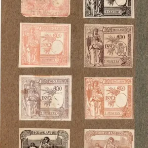 NUM019 LOTE DE 8 SELLOS FISCALES. ESPAÑA. DE 1891 A 1893 Alta Calidad