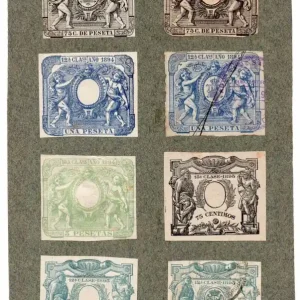 NUM020 LOTE DE 8 SELLOS FISCALES. ESPAÑA. DE 1894 A 1895 Imprescindible (Must-Have)