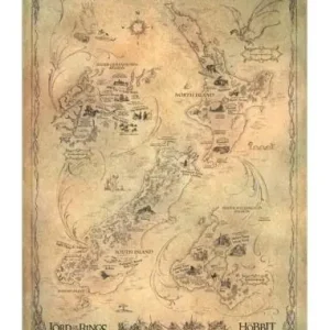 Ordenar Ahora Mismo Weta Workshop El Hobbit Litografia New Zealand Map of Middle Earth 50 x 70 cm